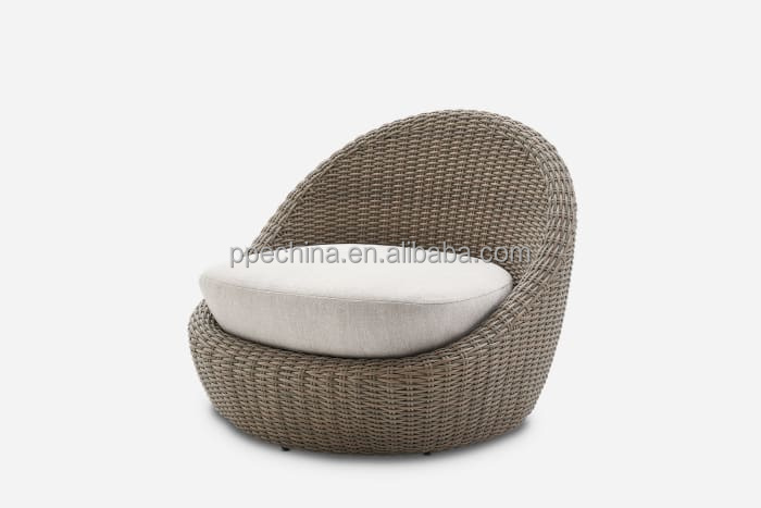 Modern comfortable outdoor chair natural rattan woven solid wood leisure single sofa chair side chair