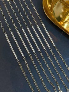 Xinfly 18K <b>Solid</b> <b>Gold</b> Natural Diamond Bracelet Paperclip Link Chain Bracelet Minimalist Thin Handmade Bracelet Women Daily Wear - Product Image 5