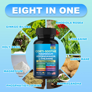 DUOZI OEM Corti-Soothe Magnésium Ashwagandha L-Théanine Force Maximale 60 Capsules Végétales Sans Gluten Soutien au Sommeil - Product Image 2