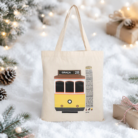 Sac fourre-tout en toile personnalisé avec impression, souvenir de la visite des monuments de la ville, sac à bandoulière réutilisable pour le shopping, sac fourre-tout en toile avec logo personnalisé
