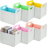Lot de 6 paniers de rangement en tissu coloré, pliables, rectangulaires, en feutre, avec poignée, pour la maison, le dortoir, le bureau, l'armoire, l'étagère