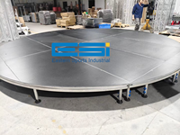 Scène portable ronde à 4 pieds ESI pour concert et événement, assemblage rapide, structure en aluminium, forme personnalisée disponible