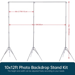 2.8*3.3m tige télescopique pris en charge Photo Studio accessoires en acier inoxydable portique cadre fond tissu tir étagère papier - Product Image 3