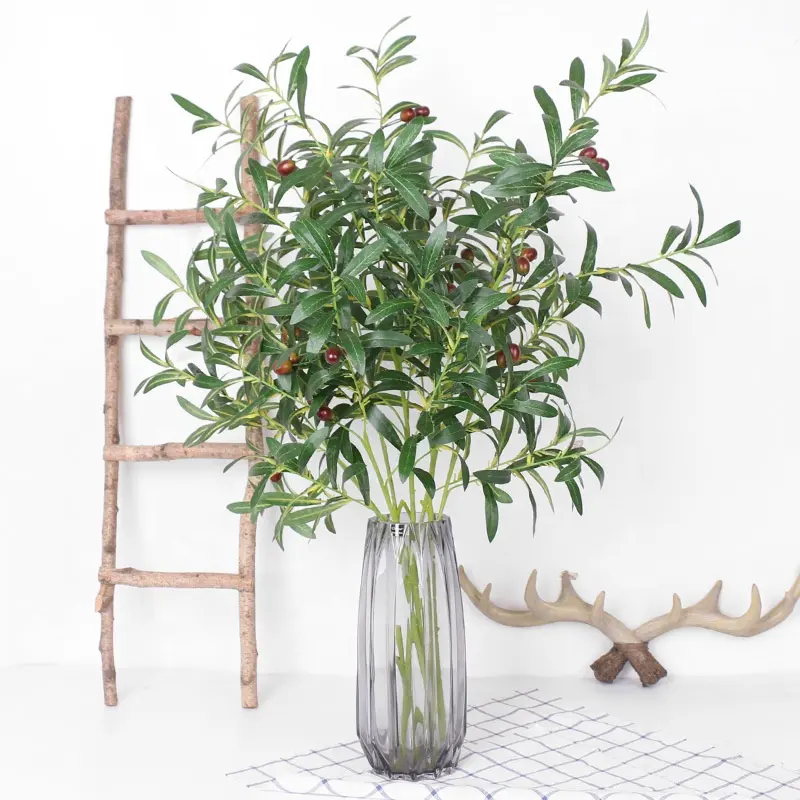 Ramo d'ulivo rami di frutta artificiale oliva realistica con foglie di seta decorazione pianta