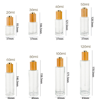 Flacon compte-gouttes en verre transparent de 20ml 30ml 40ml 50ml 60ml 80ml 100ml 120ml avec couvercle en bambou bouton poussoir pipette compte-gouttes