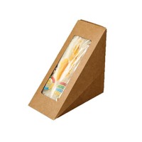 Boîte d'emballage pour sandwichs avec fenêtre transparente, jetable, résistante à l'huile, en carton blanc de qualité alimentaire, imprimée en offset