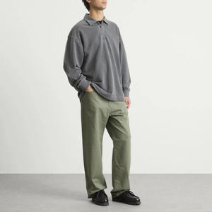 Felpa Vintage con collo a <span class=keywords><strong>Polo</strong></span> oversize in cotone pesante felpa con Zip a quarti personalizzata - Product Image 3