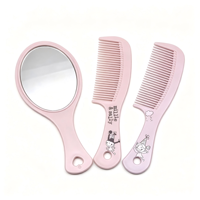 Ensemble peigne et miroir portable de gros pour usine, peigne en plastique motif dessin animé, kit cosmétique de voyage pour filles, usage quotidien beauté à domicile