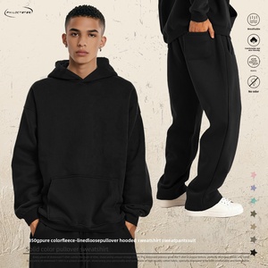 QianXi 2026 Winter Men's Hooded Fleece Sweatshirt &amp; Sweatpants Set 350g Polyester/Cotton Breathable Streetwear Trousers For Men - Product Image 1