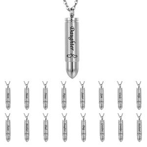 Bala de plata joyería de la cremación urna Collar para las cenizas de acero inoxidable Memorial colgante para los hombres - Product Image 1