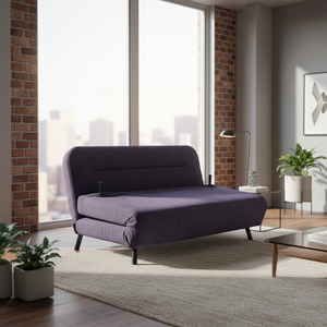 Canapé <span class=keywords><strong>futon</strong></span> moderne et élégant, vente directe d'usine Nisco, vente en gros, 2 places, pliable, extensible, cadre en métal, revêtement en tissu - Product Image 1