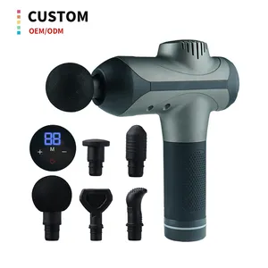 Pistola de massagem com 6 cabeças de massagem, pistola compacta profunda para massagem de pernas, aquecedor adulto, martelo para dor nas costas