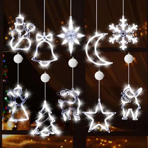 Christmas Window Decorations <strong>Light</strong> up Window Silhouette <strong>Lights</strong> with <strong>Timer</strong> Suction Cup Battery Operated for <strong>Xmas</strong> New Year - Product Image 1