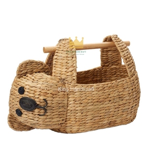 Panier de rangement multifonctionnel en jacinthe d'eau, écologique, en forme de koala, organisateur unique et élégant pour la chambre d'enfant - Product Image 1