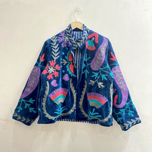 Designer Cotton Velvet Suzani Embroidery Boho <b>Hippie</b> Indian Unisex Women Winter <b>Jacket</b> Warm Breathable Ethnic Coat for Bulk - Product Image 1