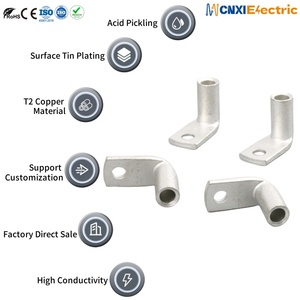 Cnxi góc phải T2 cáp đồng kết thúc nhiều kích cỡ nhiệm vụ nặng nề uốn kết nối dây điện Lugs khoen hình ống Vòng thiết bị đầu cuối - Product Image 1
