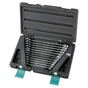 Juego de 12 Llaves Combinadas Métricas, Estándar DIN, Acero al Cromo Vanadio, Doble Trinquete, Llave de Anillo Desplazada para Mecánicos - Product Image 1