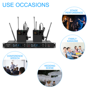 Nuevo Micrófono Inalámbrico UHF Profesional DR80 de 2 Canales para Conciertos, Presentaciones y Conferencias - Product Image 4