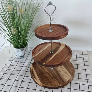 ชั้นวางขนมหวานไม้ทรงกลม 3 ชั้น ถาดผลไม้สำหรับงานวันเกิด แข็งแรงทนทาน - Product Image 1