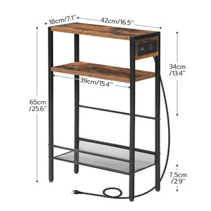 Armoire de rangement étroite pour la maison avec station de charge, organisateur compact avec ports USB et prise de courant, rangement multifonctionnel de chevet - Product Image 3