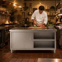 Table de travail de cuisine commerciale en acier inoxydable 304 avec étagère inférieure |   Prix de gros |   Plan de travail pour restaurant, restauration, OEM personnalisé