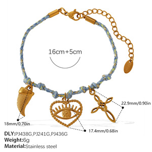 diy beach style woven colorful <b>rope</b> set necklace <b>bracelet</b> for women ocean series stainless steel pendant necklace - Product Image 4