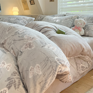 Nuovo lenzuolo di flanella e copripiumino invernale imbottito Set biancheria da letto invernale 4 pz - Product Image 6