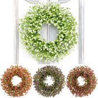 Guirlande florale artificielle en forme de couronne de 35 cm, blanche, orange et violette, avec fausses fleurs de gypsophile, pour la vente en gros en usine