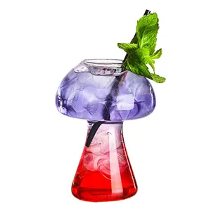 custom personality 285ml high borosilicate mushroom unique shape Champagne cocktail goblet glass