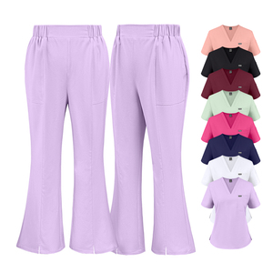 Ensemble de pantalons médicaux pour femmes Niaahinn, <span class=keywords><strong>blanc</strong></span>, extensible, respirant, tissu peigné doux, polyester/spandex, sur mesure pour hôpital - Product Image 3