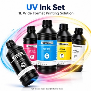 หมึกยูวีแบบยืดหยุ่น Goosam 1000 มล. สี CMYKW สำหรับหัวพิมพ์ Konica KM512 14PL ใช้ได้กับเครื่องพิมพ์ Roland LEC2-300 DX7 - Product Image 1