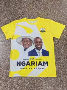 Barato 100% poliéster personalizado con su logotipo Uganda Presidente elección camiseta - Product Image 2