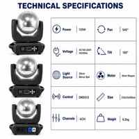 Projecteur LED à tête mobile effet boule disco 25cm DMX512 4CH 120W 540 °   Pan 180 °   Moteur silencieux inclinable pour fêtes et mariages