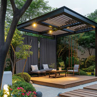 Pergola solaire photovoltaïque en aluminium pour jardin avec un design moderne résistant à la pluie et un toit à ouverture électrique