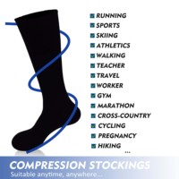 Chaussettes noires unies mi-hautes, douces, respirantes, soutien de la circulation, anti-fatigue, pour la gym, le marathon, le ski, les voyages, chaussettes de sport longues et athlétiques