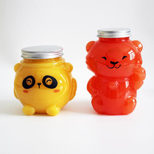 Venta caliente PET Super Clear Frascos vacíos Fancy Bear Postre Yogurt <span class=keywords><strong>Juice</strong></span> Animal Jar para niños con tapas de aluminio con agujero de paja - Product Image 1