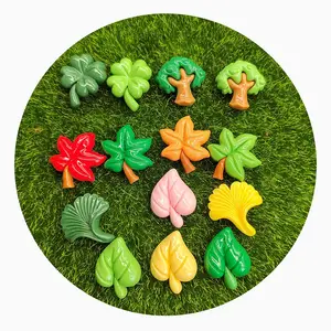 Kawaii Clover daun Maple datar kembali Cabochon Resin pesona untuk membuat perhiasan DIY anting liontin aksesoris rumah boneka kerajinan