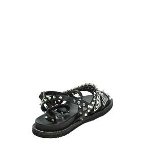 Sandales basses pour femmes Cult CLW388600 en cuir noir, chaussures plates d'été - Product Image 3