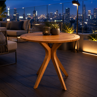 Table de bistrot ronde moderne pour l'extérieur avec plateau à lattes pour patio et balcon