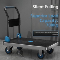 Chariot à plateforme pliable portable avec plateau en HDPE, roues silencieuses et poignée confortable – Idéal pour entrepôt, bureau, maison
