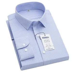 Chemise à manches longues en coton Oxford Spinning pour hommes Chemise rayée en coton décontracté pour affaires Vêtements pour hommes