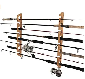 2-Piece 6 Fishing Rod Storage Wall Mount Rack Easy Installation