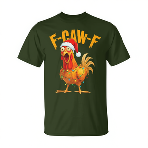 Camiseta F Caw F Chicken con diseño de luz navideña y gorro de Papá Noel - Product Image 2