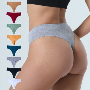 Tanga Sexy de Algodón para Mujer, Bragas Cómodas y Transpirables para Uso Diario, Lencería Tejida en Colores Sólidos, Tallas M-XL - Product Image 1