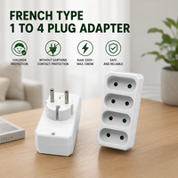 Adaptador de Corriente Francés Portátil de 4 Vías, Tipo E, con Obturadores de Seguridad, para Viajes y Hoteles