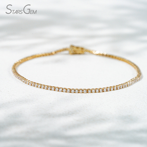 Bracciale Tennis con Diamanti Starsgem, Gioielleria Fine, Diamanti Sintetici Rotondi 2.4mm 2.7mm, Bracciale Tennis con Diamanti Artificiali - Product Image 2