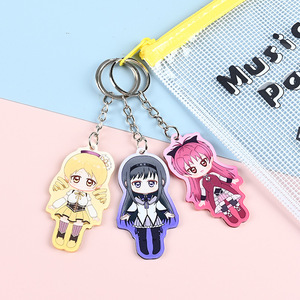 Custom Printed Low MOQ Most Popular Food Grade Fashionable and Portable Cartoon Acrylic Plastic Key Chains for Children Use