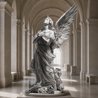 Ensemble d'art mural personnalisé avec sculpture d'ange à caractères grecs religieux et détails gravés pour statue en marbre de parc