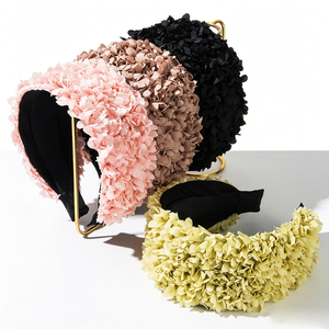 <span class=keywords><strong>Serre</strong></span>-tête rembourré en tissu 3D avec fleurs pour femme, large et chic, accessoires de coiffure élégants avec grappe florale - Product Image 1