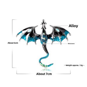 Broche Retrô de Liga Metálica com Dragão Voador Estilo Gota de Óleo, Acessório Personalizado Masculino para Terno e Casaco, Novo Lançamento Transfronteiriço com Efeito Gotejante - Product Image 3